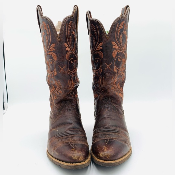 TWISTED X⚡️Embossed “Chocolate Brown” Leather Cowboy Boots - Picture 4 of 16